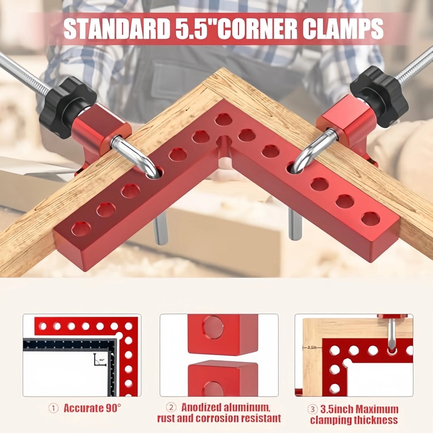 Precision 90° Aluminum Corner Clamp - CNC Woodworking Positioning Square for Cabinets & Frames